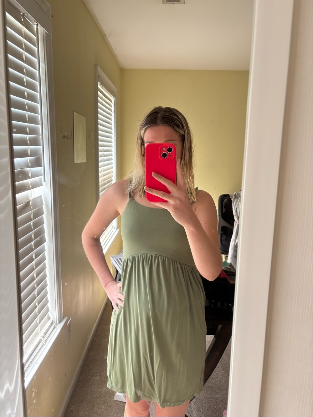 Old Navy Olive Green Sleeveless Midi Dress